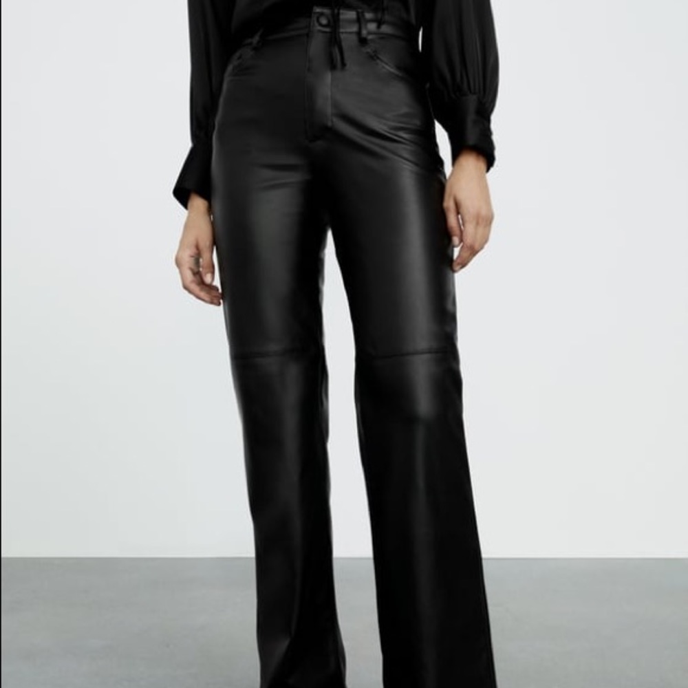Wide Leg Zara Leather Pants